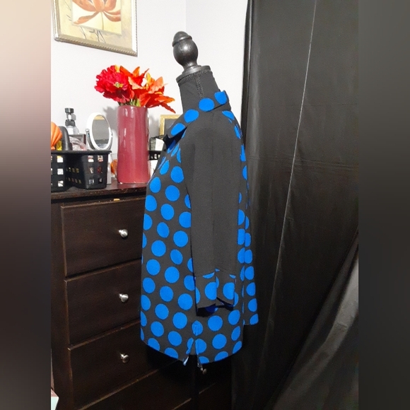 Ali Miles Ladies Black/Blue Polka Dot Blouse/Top - Picture 7 of 11